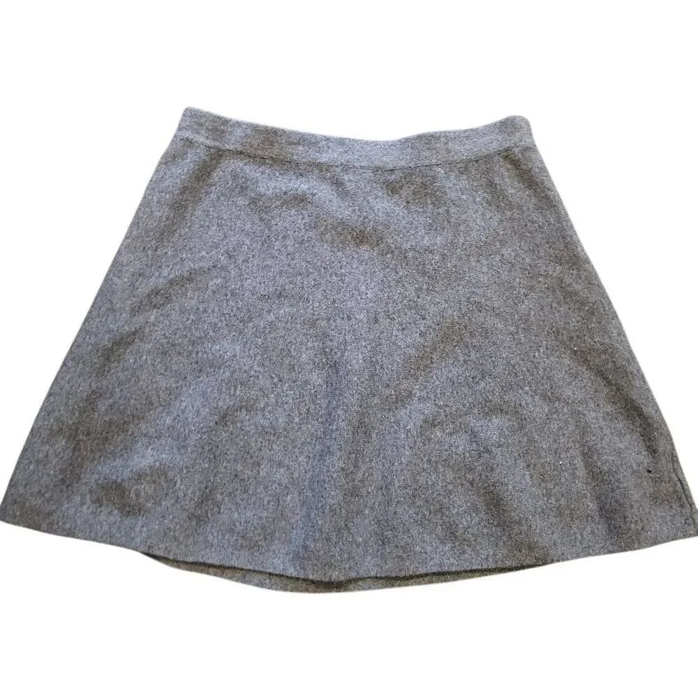 NWT Tahari Skirt Women's Large Grey Wool Skater Mini Soft Warm Side Zip